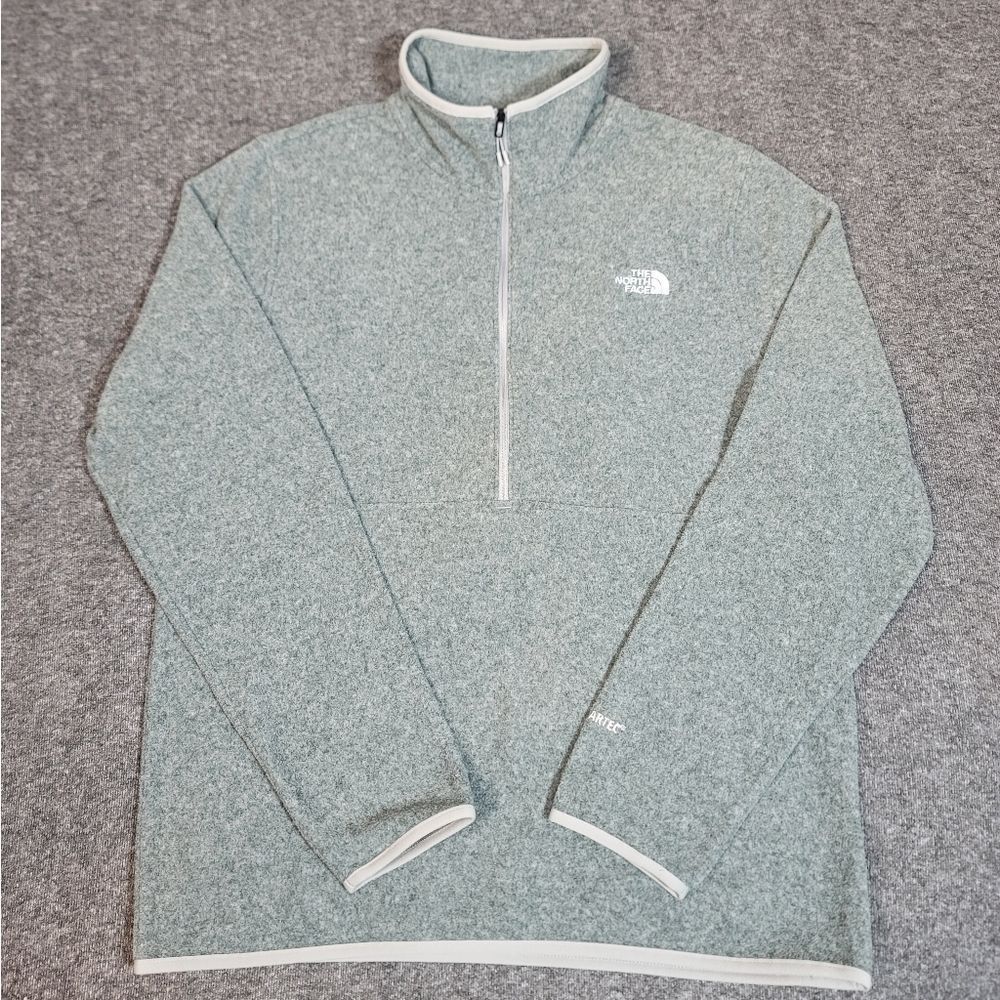 The North Face Polartec Mens Fleece Pullover Quarter Zip Size L Grey Sweater